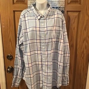 💚 3/$25 Columbia mens XL light and dark blue and white striped dress shirt